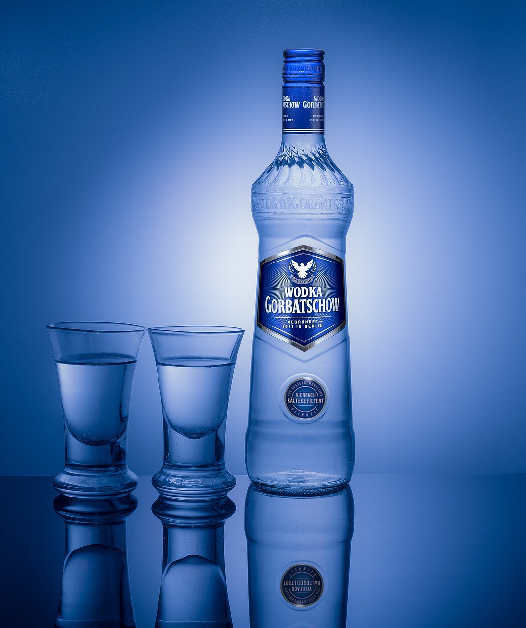 vodka, bottle, glasses